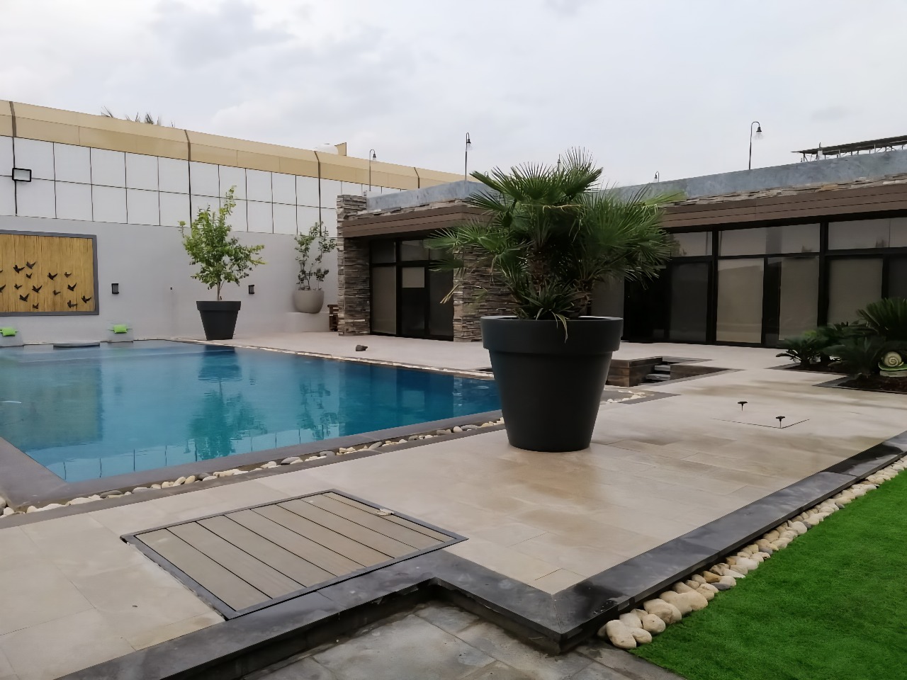 Public Security Chalets water feature